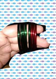 Red And Green Glass Bangles  Wrist 2.4 Size