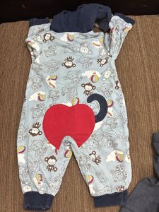 Baby Blue Monkey Print Onesie