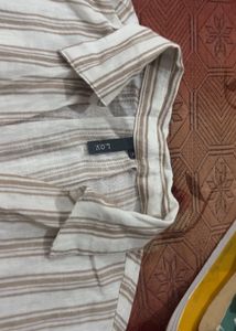 Striped Linen Blend Button-Up Shirt