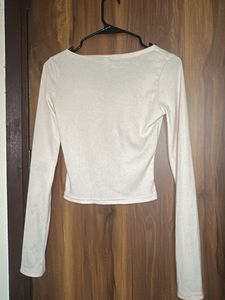 Cream Graphic Long Sleeve Top