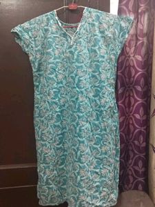 Teal Floral Print Kurta