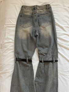 Unique belted wide leg-bootcut jeans