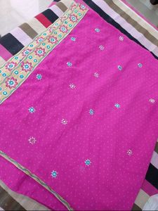 Elegant Magenta Embroidered Saree with Blouse