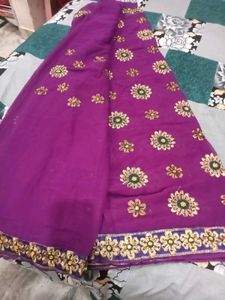Elegant Purple Saree with Embellishments