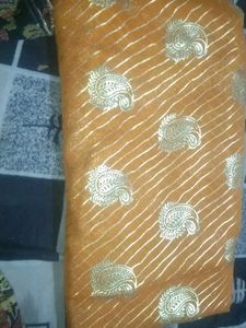 Elegant Yellow Saree with Golden Print