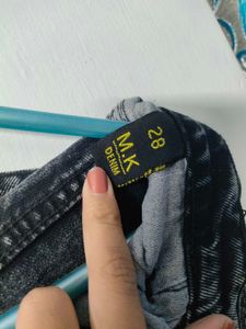 Grey Denim Wide Leg Jeans