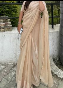 Elegant Peach Plain Saree