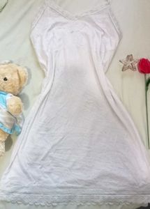 White Lace Trimmed Slip Dress
