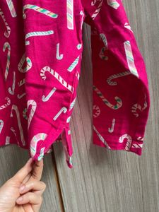 Candy Cane Print Pajama Top