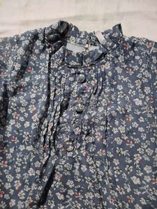 Blue Floral Long Sleeve Top