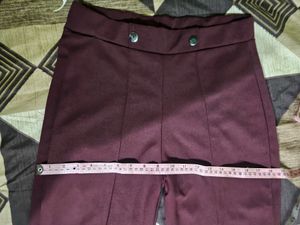 Flared Burgundy Pants For Women