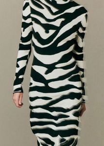 Zebra Print Long Sleeve Midi Dress