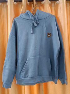 Cute Bear Embroidered blue Hoodie unisex
