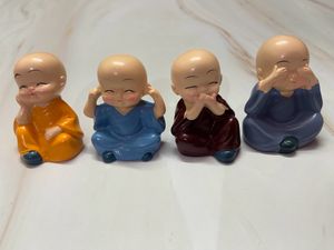 Set of 4 "See, Hear, Speak No Evil" Monk Figuri
