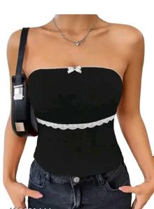 Black Lace Trim Tube Top