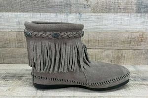 Gray Fringe Boots