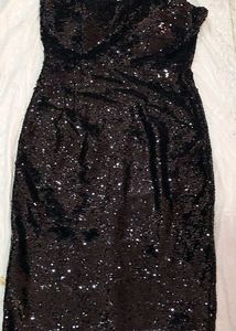 Sparkling Black Sequin Strapless Dress