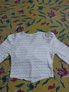 Elegant padded White Lace Blouse