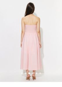 Savana Chic Strapless Yellow Midi Dress