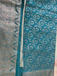 Teal Banarasi Silk Saree