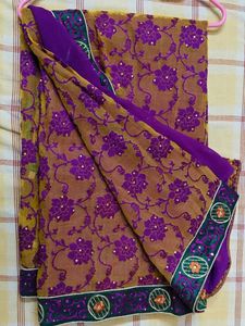 Embroidered Floral Saree with blouse piece