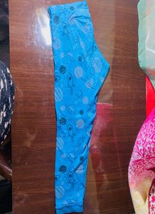 Girls Blue Space Print Leggings