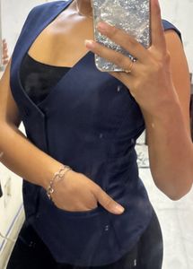 Navy Blue Sleeveless Vest Top