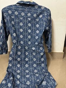 Blue Printed Shirt Dress