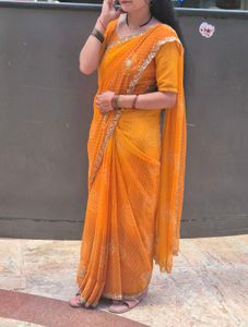Vibrant Orange Saree