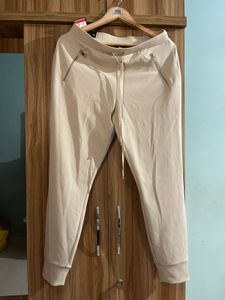 New Beige Joggers with Zip Pockets