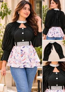 Chic Black Top with Detachable Cape sleeves