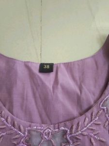 Purple Embroidered Kurta  set suit