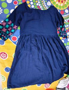 Navy Blue Embroidered Kurta