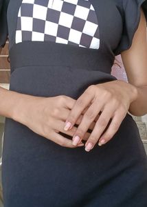 Chic Black Checkerboard Cutout Dress