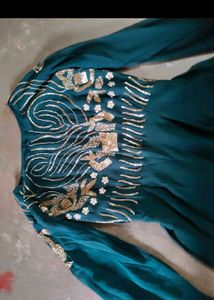 Elegant Teal Embroidered Anarkali Gown