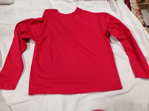 Red V-Neck Long Sleeve Top