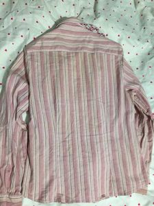 Korean Chic pink Striped Button-Up Shirt