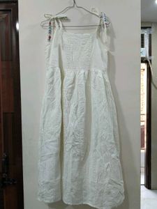 Sleeveless White Floral Dress