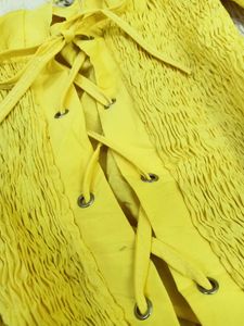 Chic Off-Shoulder Smocked Yellow Top
