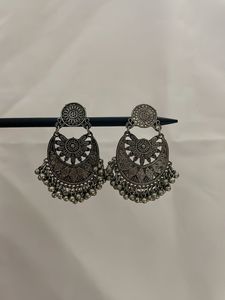 Oxidized Silver Jhumka Earrings