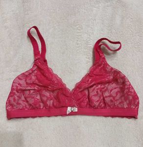 Lace Trim Pink Bra