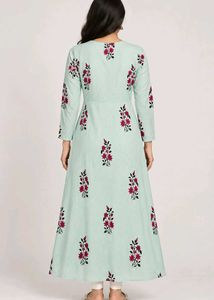 Mint Green Floral Anarkali Kurta