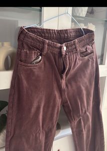 Brown V-neck Wrap Top &amp; Jeans waist 28