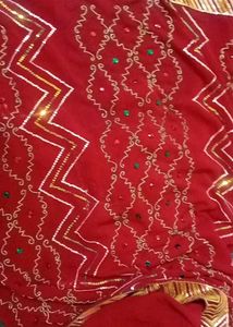 Embellished Red Saree