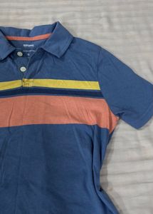 Blue Striped Polo T-Shirt