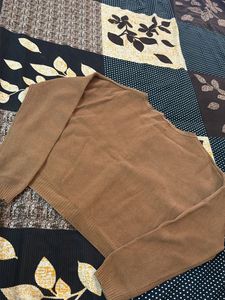 Chic Brown Cropped Cardigan