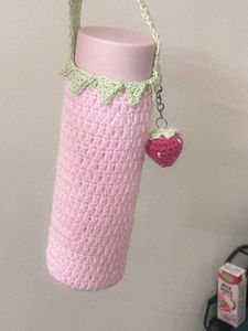 Crochet Bottle Bag w/ Strawberry Charm