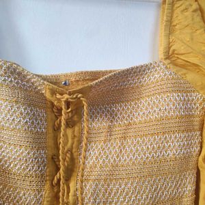 Yellow Embroidered Crop Top