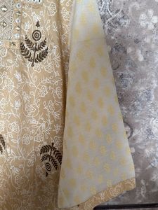 Elegant Printed Kurta with Embellished Neckline