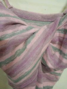 Striped Twist Front Crop Top